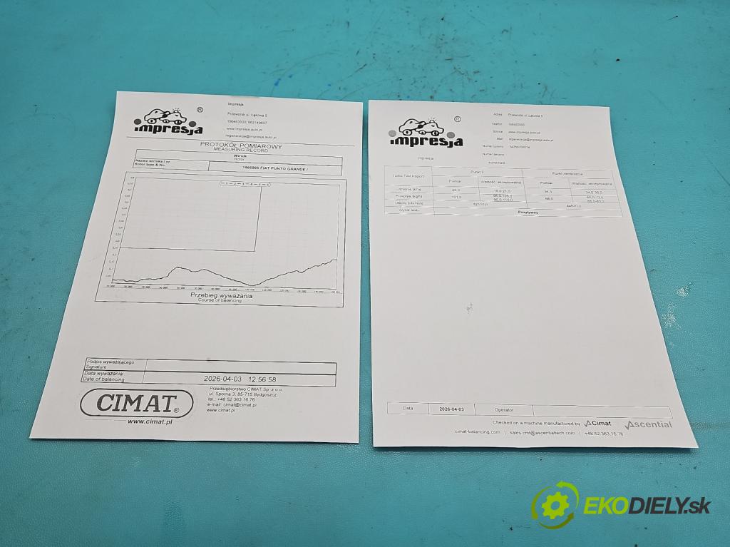 Fiat Punto Grande 1.3 jtd 90 HP manual 66 kW 1248 cm3 5- turbodúchadlo, turbo repasovaná 54359700014