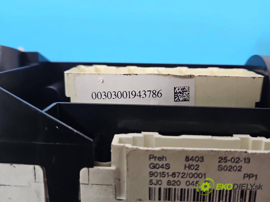 Skoda Roomster 1.4 16V 86 HP manual 63 kW 1390 cm3 5- panel kúrenia 5J0820045D