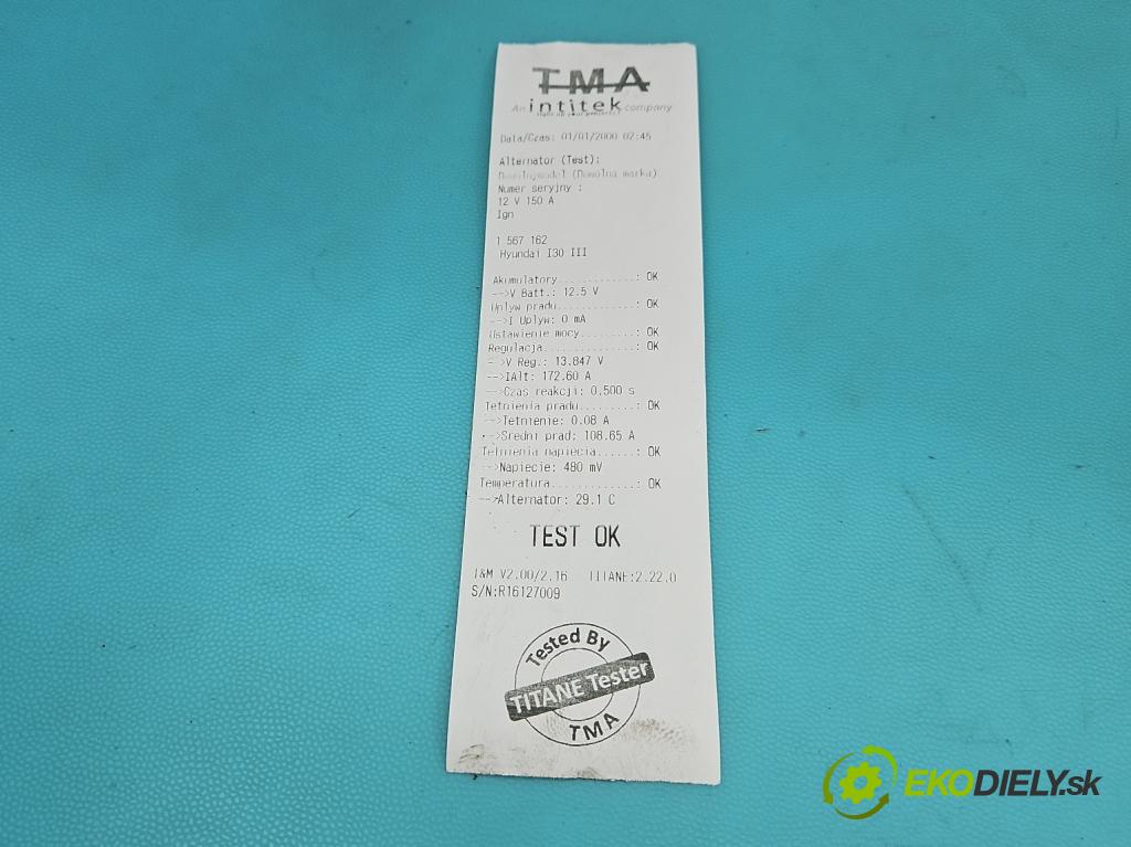 Hyundai I30 III 2016- 1.6 crdi 116 hp manual 85 kW 1598 cm3 5- Alternator 37300-2U300 (Alternátor)