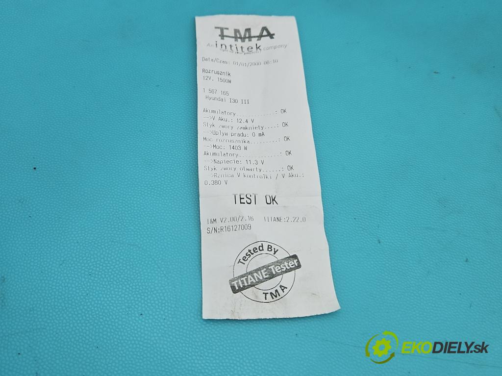 Hyundai I30 III 2016- 1.6 crdi 116 HP manual 85 kW 1598 cm3 5- štartér 36100-2U800 (Štartér)