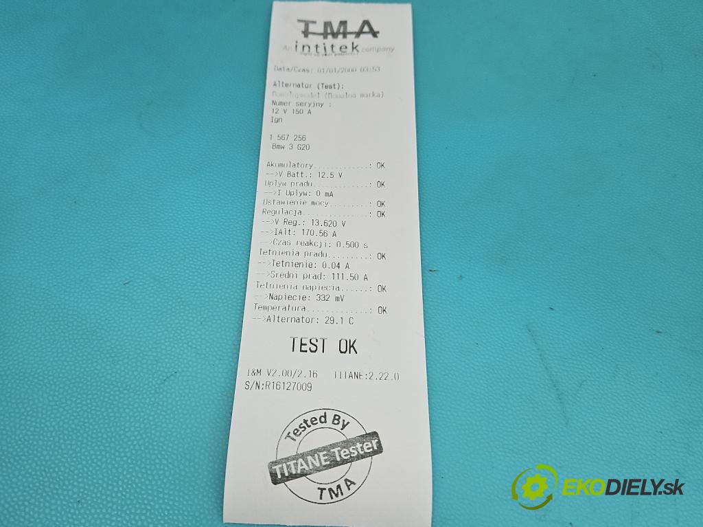 Bmw 3 G20 2018- 2.0 T 156 hp automatic 115 kW 1998 cm3 4- Alternator 104211-9471 (Alternátor)