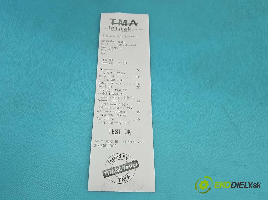 Toyota Corolla E12 2001-2009 1.4 D4D 90 HP manual 66 kW 1364 cm3 5- Alternator (Alternátor)