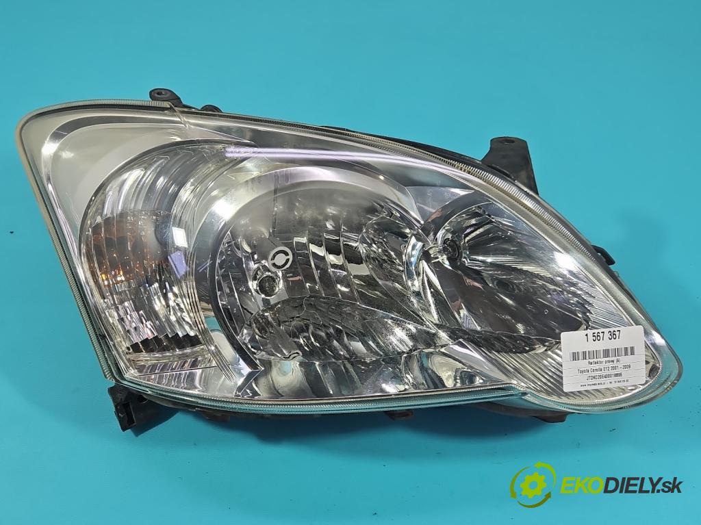 Toyota Corolla E12 2001-2009 1.4 D4D 90 hp manual 66 kW 1364 cm3 5- světlo pravý  (Pravé přední světlo)