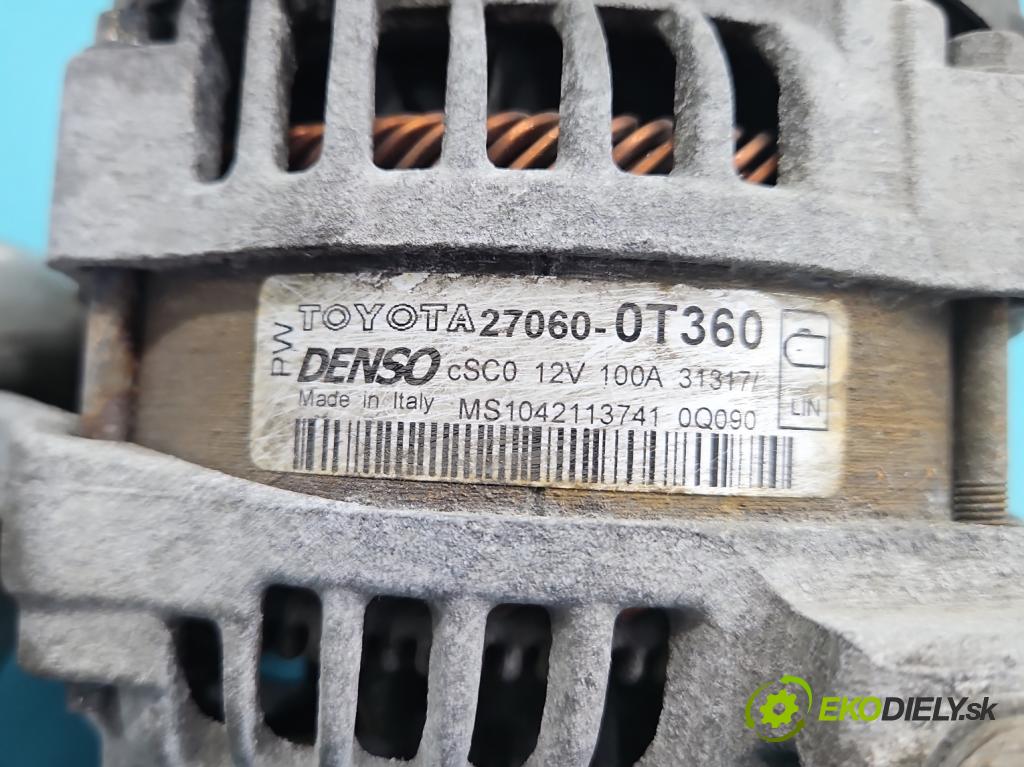 Toyota Corolla E16/E18  2013-2019 1.6 16V 132 hp manual 97 kW 1598 cm3 4- Alternator 27060-0T360 (Alternátor)