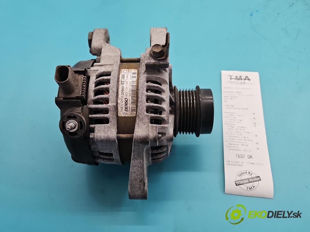 Toyota Corolla E16/E18  2013-2019 1.6 16V 132 hp manual 97 kW 1598 cm3 4- Alternator 27060-0T360 (Alternátor)