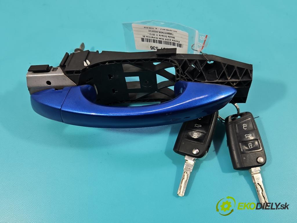 Skoda Octavia III 2013- 1.5 TSI 150 HP manual 110 kW 1498 cm3 5- rukoväť predné ľavé mimo: 5N0837885H (Kľučka dverí vonkajšia predná ľavá)