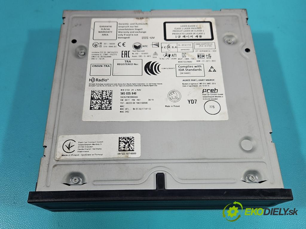 Skoda Octavia III 2013- 1.5 TSI 150 HP manual 110 kW 1498 cm3 5- Navigácia: čítačka 565035840