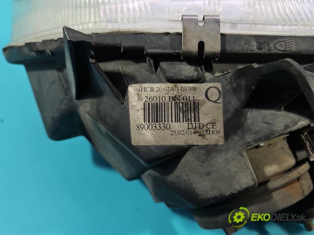Nissan Almera N16 2000-2006 1.5 16V 90 HP manual 66 kW 1498 cm3 5- Reflektor: pravý 89003330 (Svetlo predné pravé)