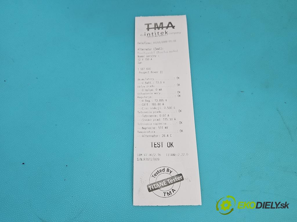 Peugeot Boxer II 2006-2018 2.2 hdi 120 hp manual 88 kW 2198 cm3 5- Alternator  (Alternátor)