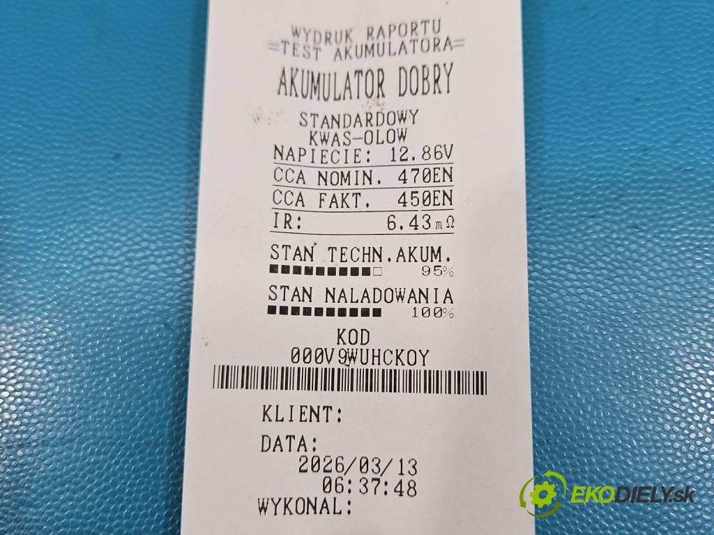 Toyota Corolla E16/E18  2013-2019 1.6 16V 132 hp manual 97 kW 1598 cm3 4- Akumulator automobilový 52AH 470A