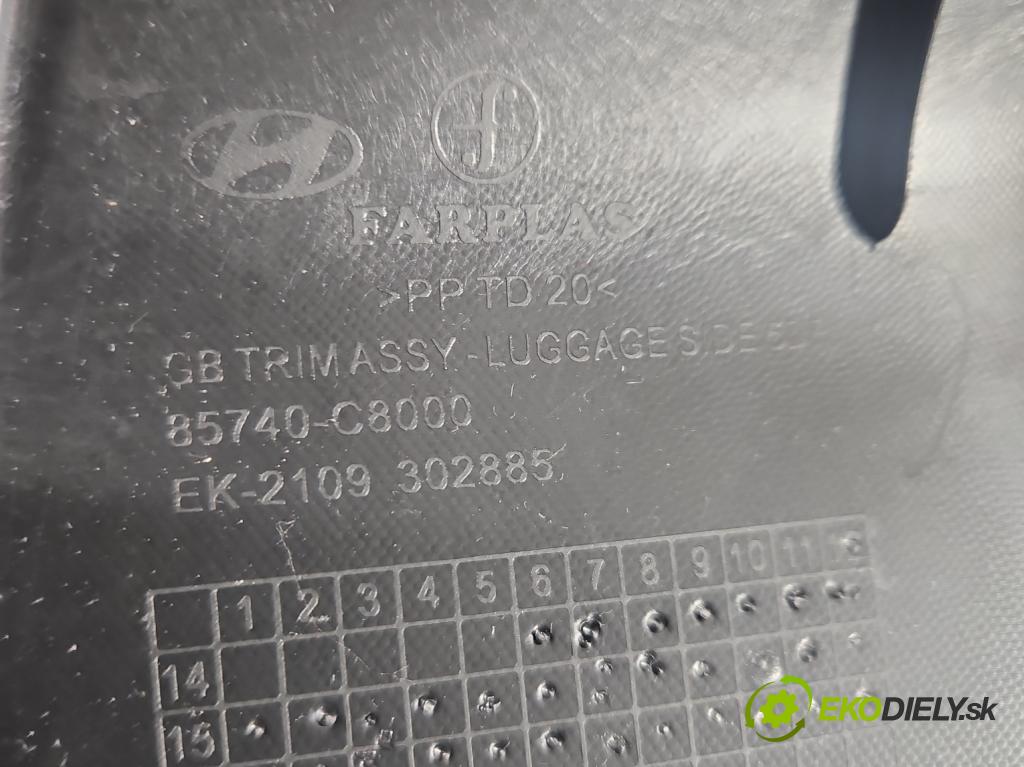 Hyundai i20 II 2014 -2020 1.2 16V 84KM manual 62 kW 1248 cm3 5- Čalounictví: kufra: pravé 85740-C8000