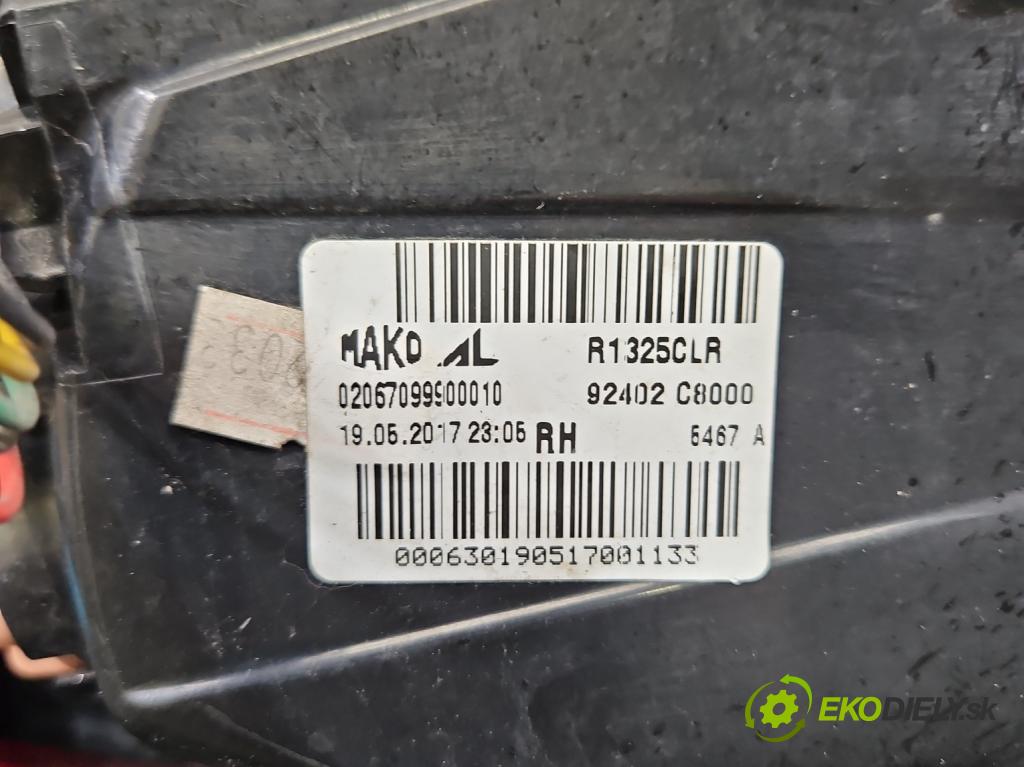 Hyundai i20 II 2014 -2020 1.2 16V 84KM manual 62 kW 1248 cm3 5- svetlo / reflektor zadné pravé 92402-C8000 (Kľučka dverí ostatné)