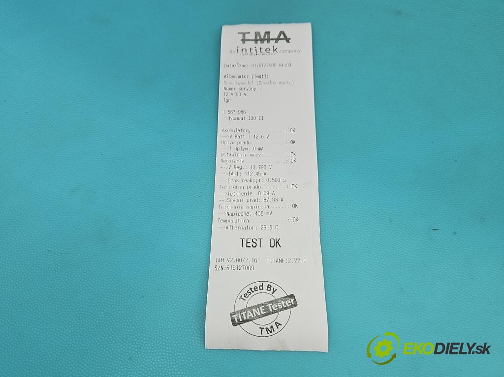 Hyundai I30 II 2012-2016 1.4 16V 100 hp manual 73.2 kW 1396 cm3 5- Alternator 37300-2B700 (Alternátor)