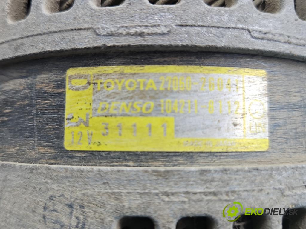 Toyota Rav4 IV 2013-2018 2.0 D4D 124 hp manual 91 kW 1998 cm3 5- Alternator 104211-8112 (Alternátor)