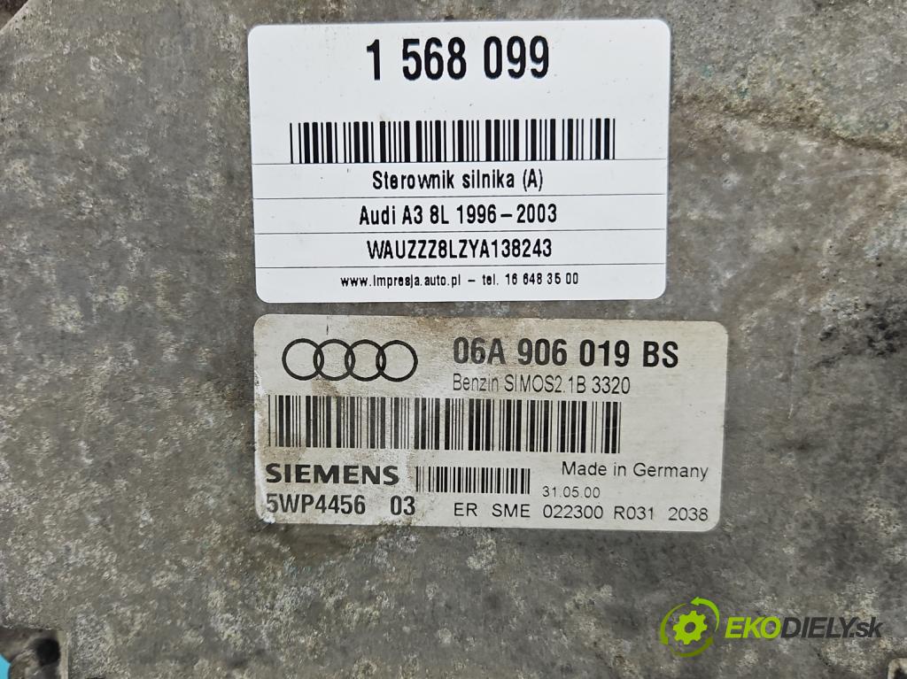 Audi A3 8L 1996-2003 1.6 SR 102 HP manual 75 kW 1595 cm3 3- riadiaca jednotka motora 06A906019BS