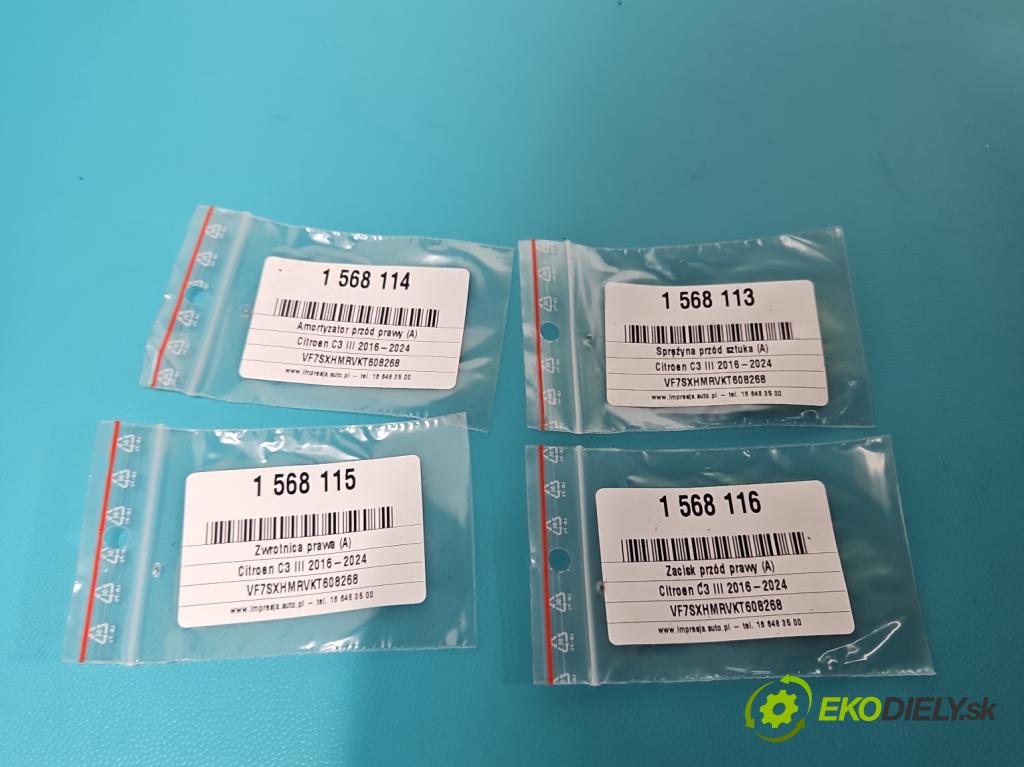 Citroen C3 III 2016-2024 1.2 12V 83 HP manual 61 kW 1199 cm3 5- brzdič predné pravý  (Kľučka dverí ostatné)