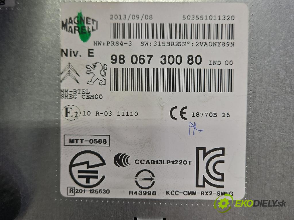 Peugeot 208 I 2012-2019 1.6 hdi 92 HP manual 68 kW 1560 cm3 5- Radio originál 9806730080