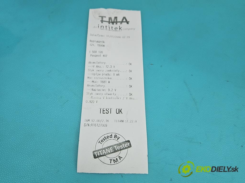 Peugeot 407 2.0 hdi 136 HP manual 100 kW 1997 cm3 5- štartér D8R27 (Štartér)