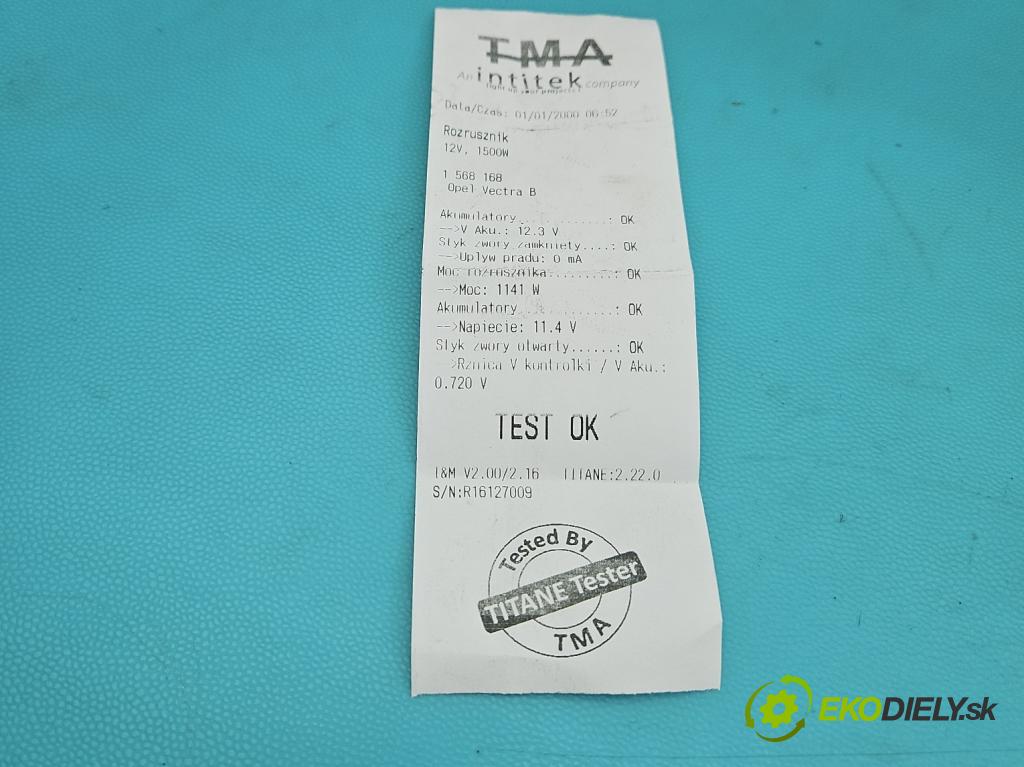 Opel Vectra B 1995-2002 1.6 16V 101 HP manual 74 kW 1598 cm3 4- štartér D6RA162 (Štartér)