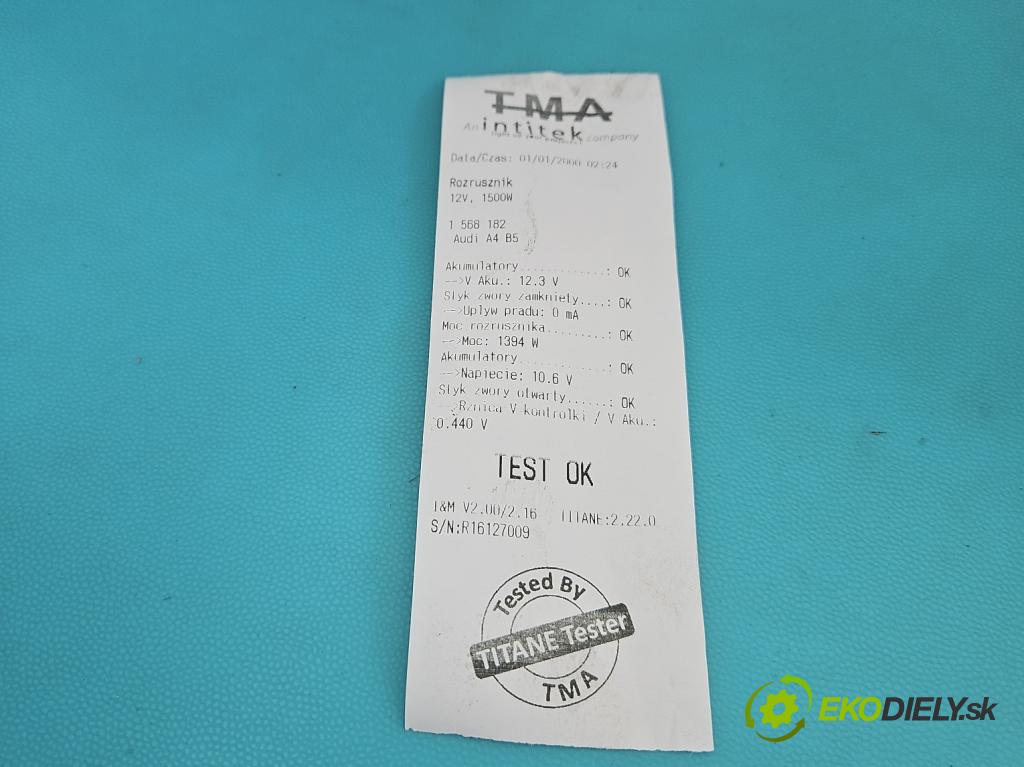 Audi A4 B5 1994-2001 1.9 tdi 90 HP manual 66 kW 1896 cm3 4- štartér 068911024C (Štartér)