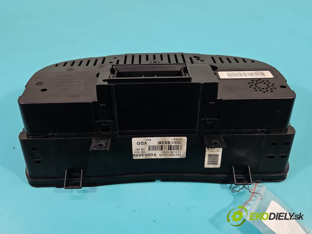 Vw Golf V 2003-2009 1.9 tdi 105 HP manual 77 kW 1896 cm3 5- prístrojovka/ budíky 1K0920863B (Prístrojová doska)