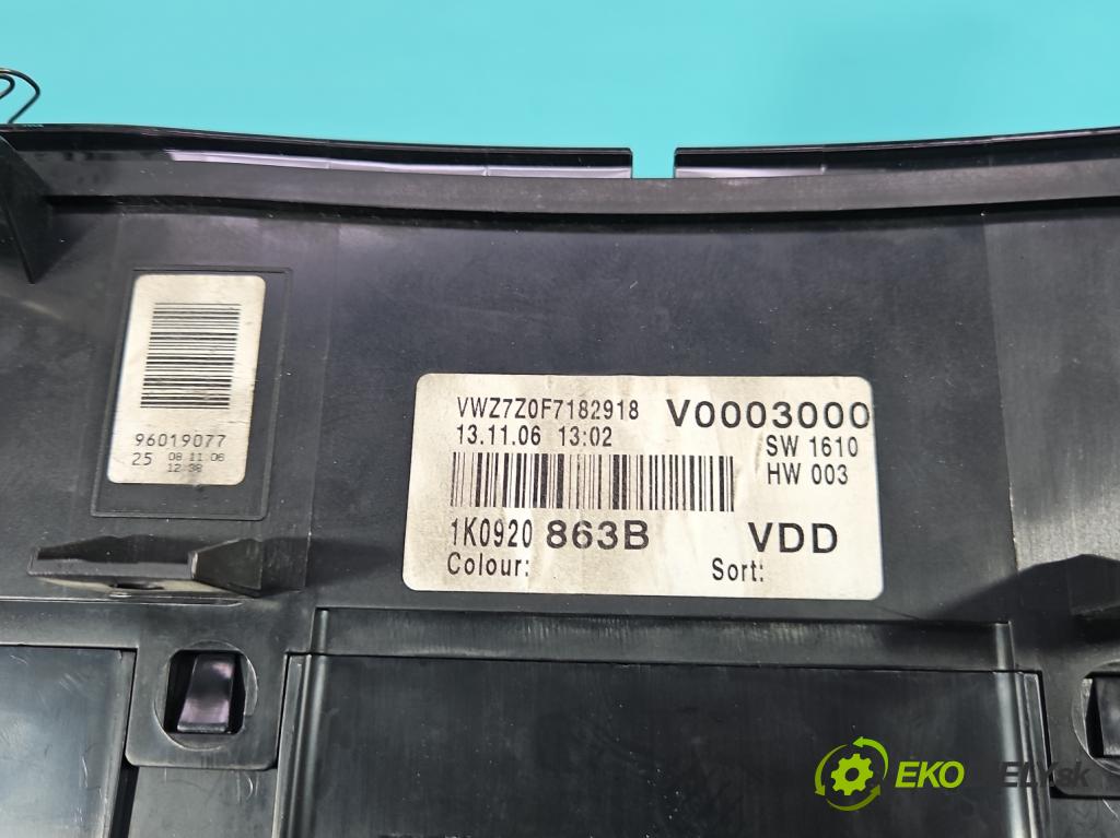 Vw Golf V 2003-2009 1.9 tdi 105 HP manual 77 kW 1896 cm3 5- prístrojovka/ budíky 1K0920863B (Prístrojová doska)