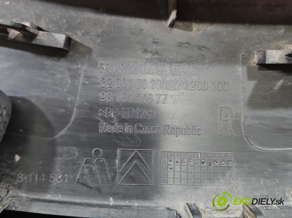 Citroen C3 III 2016-2024 1.2 12V 83 HP manual 61 kW 1199 cm3 5- lišta blatník predné pravé 9815114677