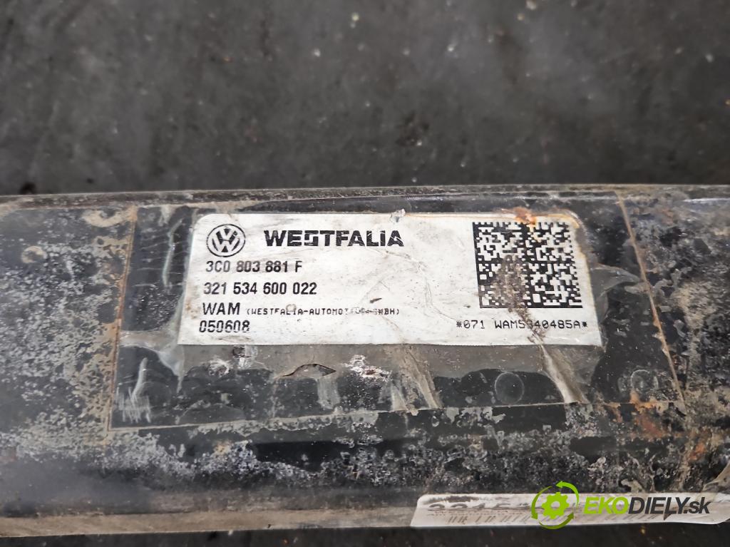 Vw Passat B6 2005-2010 2.0 tdi 140 HP manual 103 kW 1968 cm3 5- Hák: vlečení: 3C0803881F (Ťažné zariadenie)