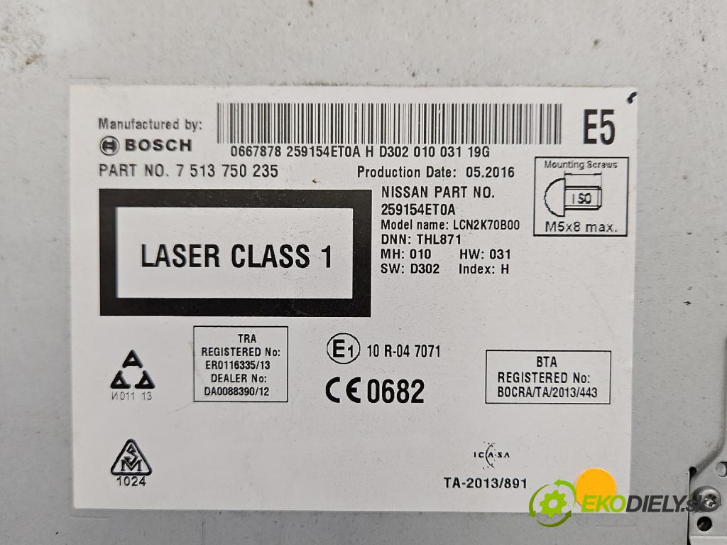 Nissan X-trail III T32 2013-2021 1.6 dci 131 HP automatic 96 kW 1598 cm3 5- Radio originál 259154ET0A