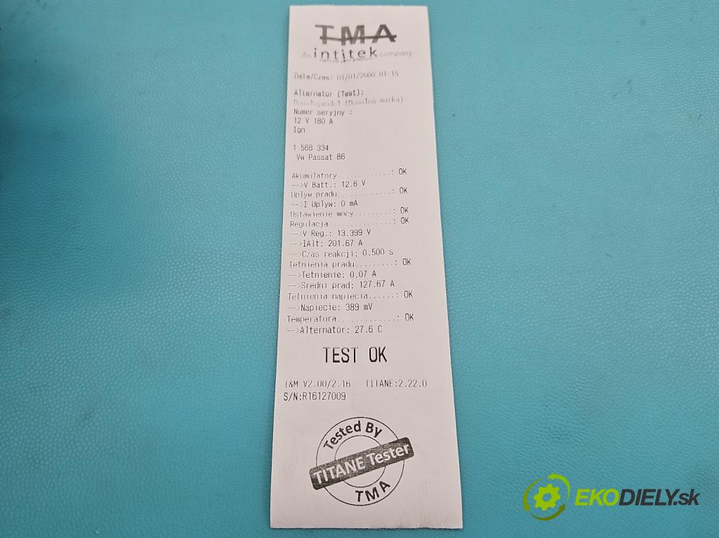 Vw Passat B6 2005-2010 2.0 tdi 140 hp manual 103 kW 1968 cm3 5- Alternator 021903026L (Alternátor)