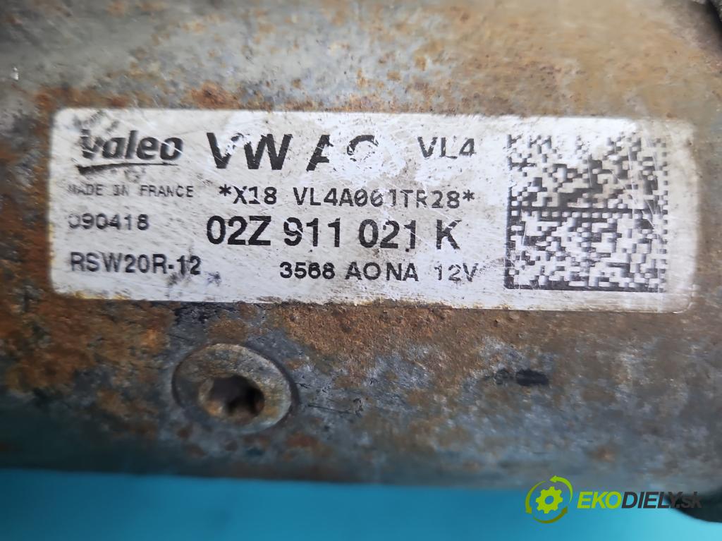 Skoda Rapid 2012-2019 1.4 tdi 90 HP manual 66 kW 1422 cm3 5- štartér 02Z911021K (Štartér)