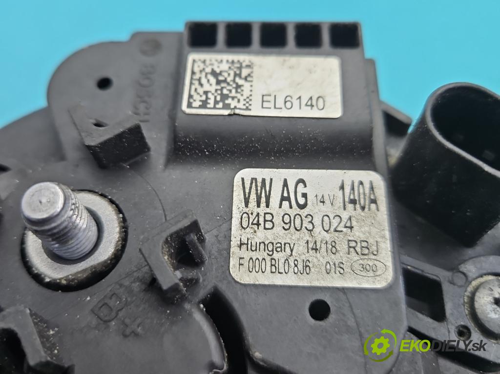 Skoda Rapid 2012-2019 1.4 tdi 90 HP manual 66 kW 1422 cm3 5- Alternator 04B903024 (Alternátor)