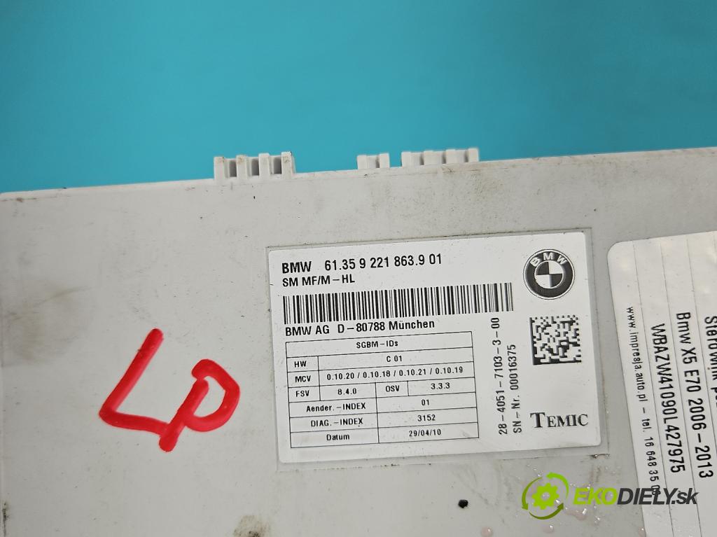 Bmw X5 E70 2006-2013 3.0d 245KM automatic 180 kW 2993 cm3 5- riadiaca jednotka ostatné 9221863