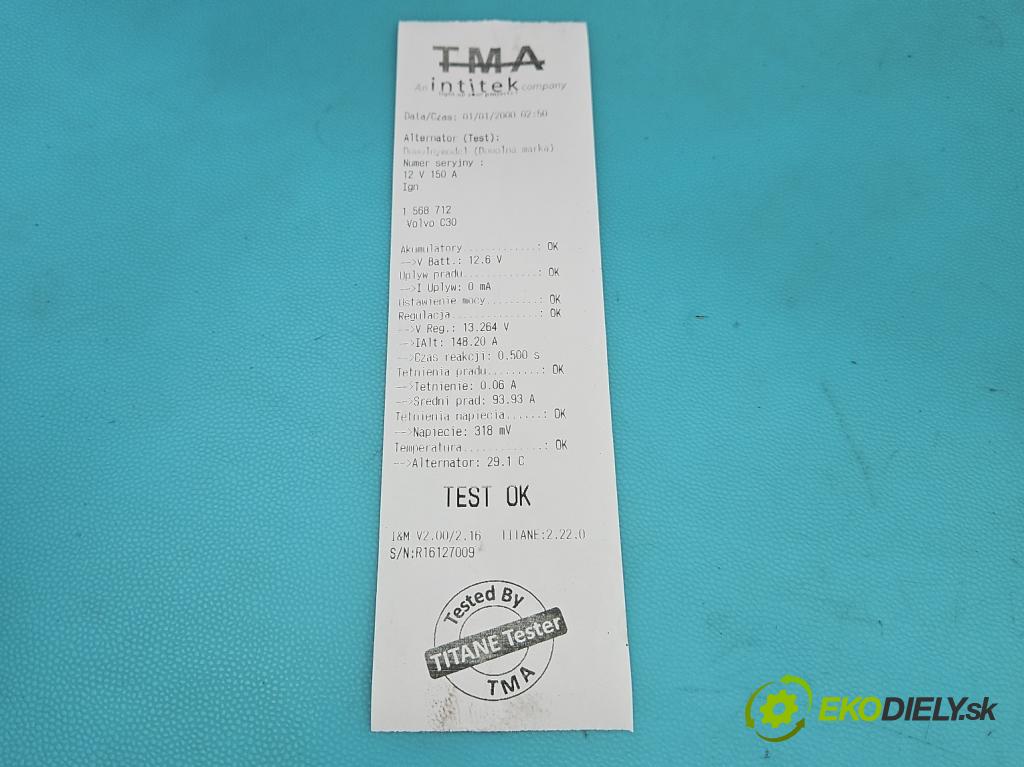 Volvo C30 1.6 hdi 109 HP manual 80 kW 1560 cm3 3- Alternator (Alternátor)