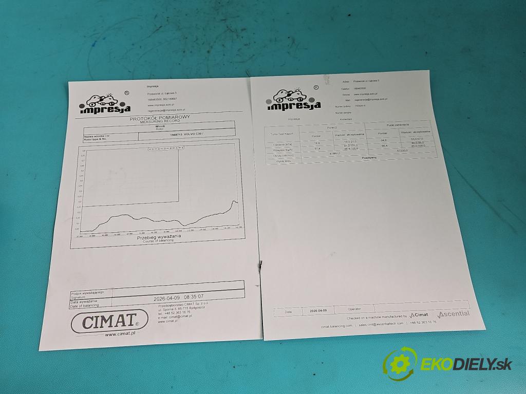 Volvo C30 1.6 hdi 109 HP manual 80 kW 1560 cm3 3- turbodúchadlo, turbo repasovaná 753420-5