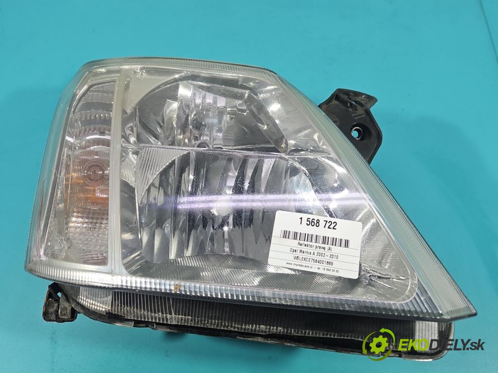 Opel Meriva A 2002-2010 1.6 16V 105 hp automatic 77 kW 1598 cm3 5- světlo pravý  (Pravé přední světlo)