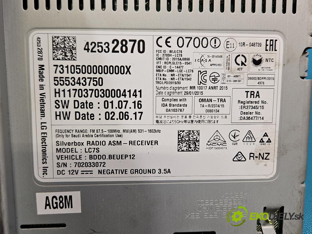 Opel Astra V  2015-2022 1.4 T 125 HP manual 92 kW 1399 cm3 5- Radio originál 42532870