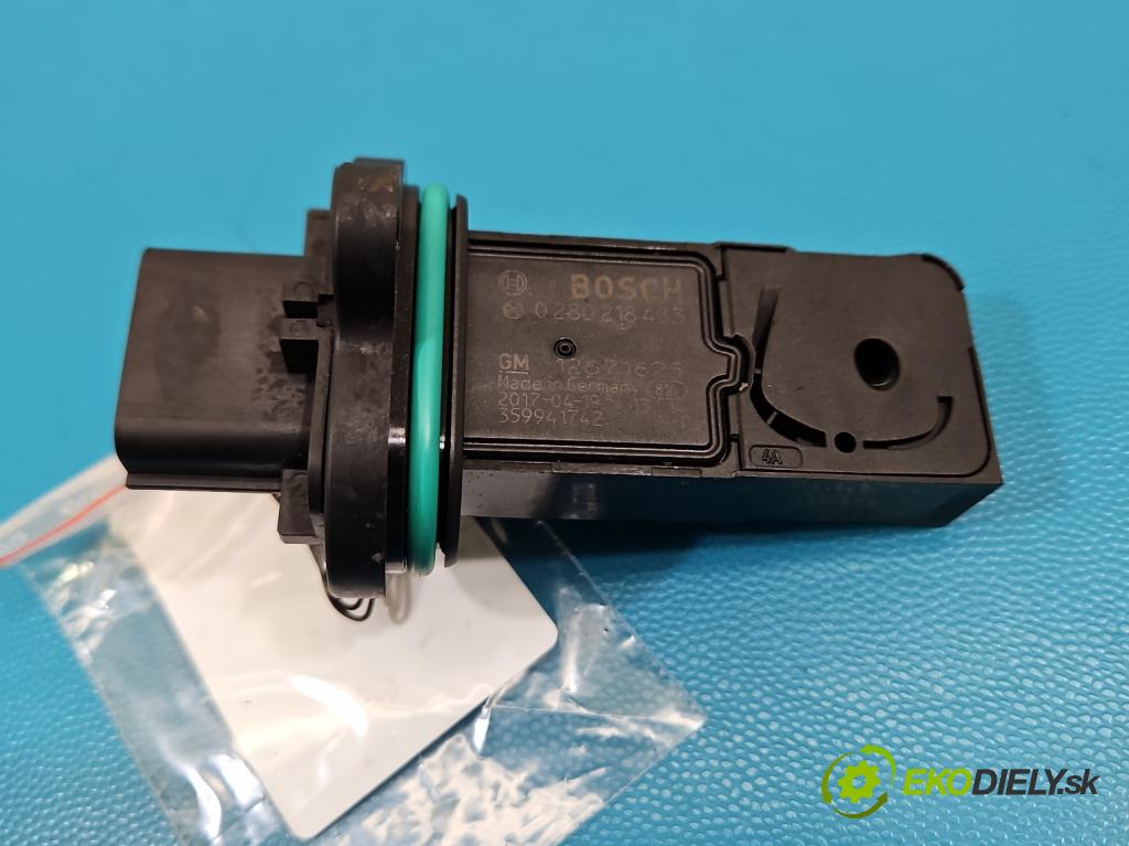 Opel Astra V  2015-2022 1.4 T 125 HP manual 92 kW 1399 cm3 5- průtokoměr: 0280218433 (Váha vzduchu)