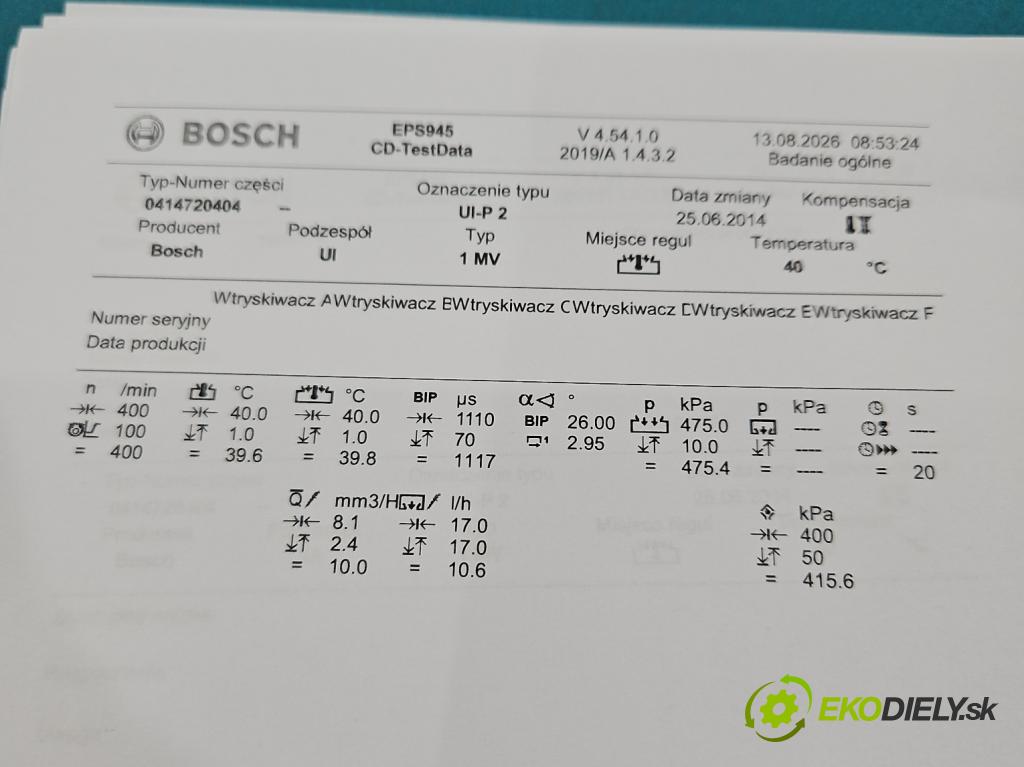 Seat Toledo III 2004-2009 2.0 tdi BKD 140 hp automatic 103 kW 1968 cm3 5- vstřikovací čerpadlo 0414720404 (Vstřikovač paliva)