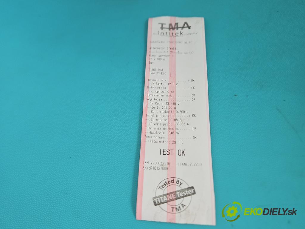 Bmw X5 E70 2006-2013 3.0d 245KM automatic 180 kW 2993 cm3 5- Alternator 7803724 (Alternátor)