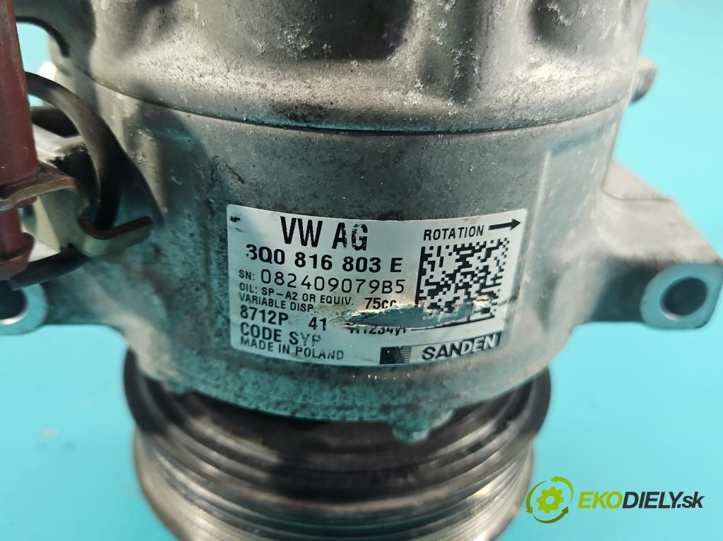 Skoda Octavia III 2013- 1.5 TSI 150 hp manual 110 kW 1498 cm3 5- Kompresor: klíma 3Q0816803E (Kompresor klimatizace)