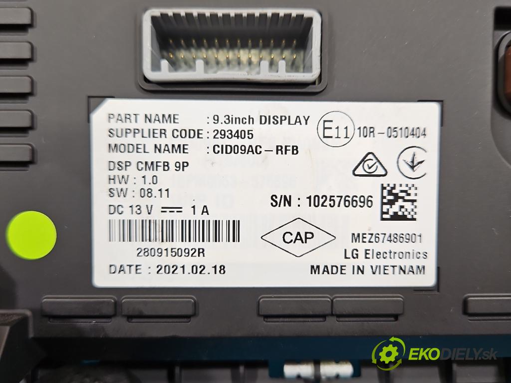 Renault Clio V 2019- 1.0 91 KM automatic 67 kW 999 cm3 5- Zobrazit: 280915092R (Prístrojová doska)