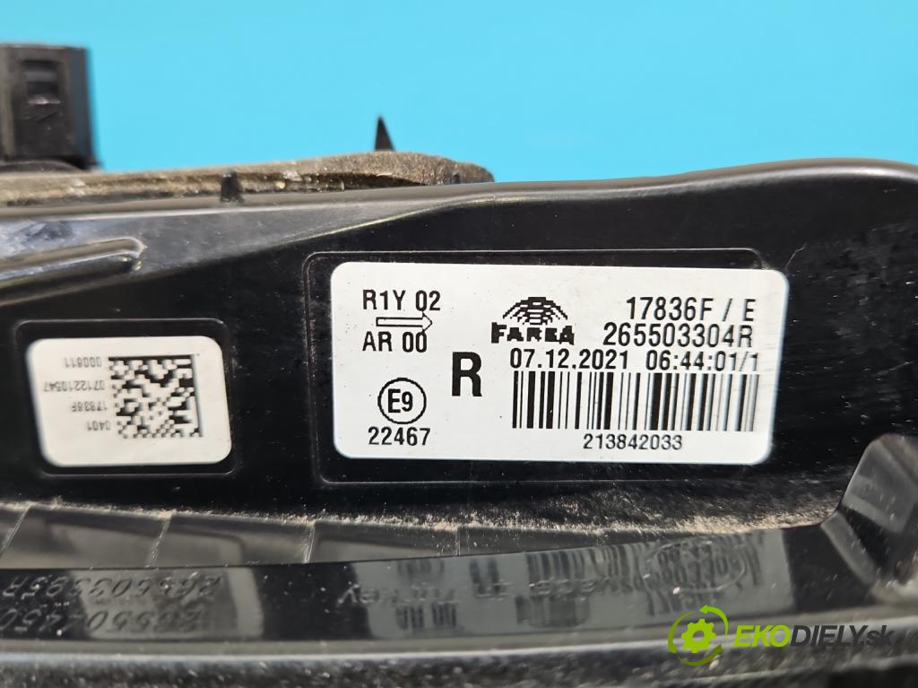 Renault Clio V 2019- 1.0 91 KM automatic 67 kW 999 cm3 5- svetlo / reflektor zadné pravé 265503304R (Kľučka dverí ostatné)
