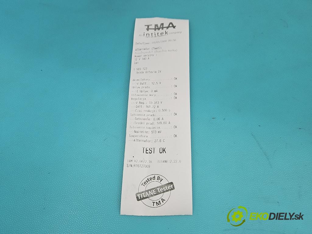 Skoda Octavia IV 2019- 2.0 TDI 116 HP manual 85 kW 1968 cm3 5- Alternator 05L903026C (Alternátor)