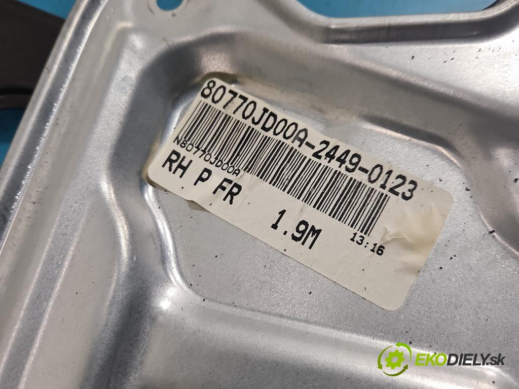 Nissan Qashqai I J10 2006-2013 2.0 dci 150 HP manual 110 kW 1995 cm3 5- mechanizmus okna predné pravý 80770JD00A