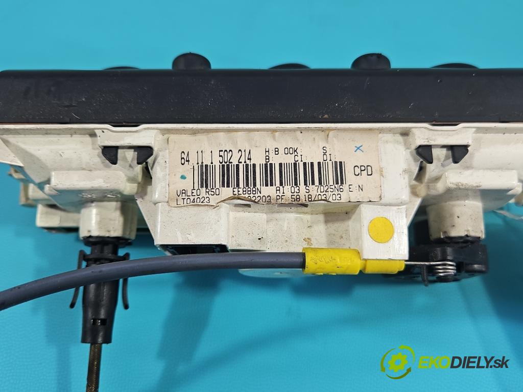 Mini One I 2000-2006 1.6 16V 90 hp manual 66 kW 1598 cm3 3- palubní deska panel topení 1502214