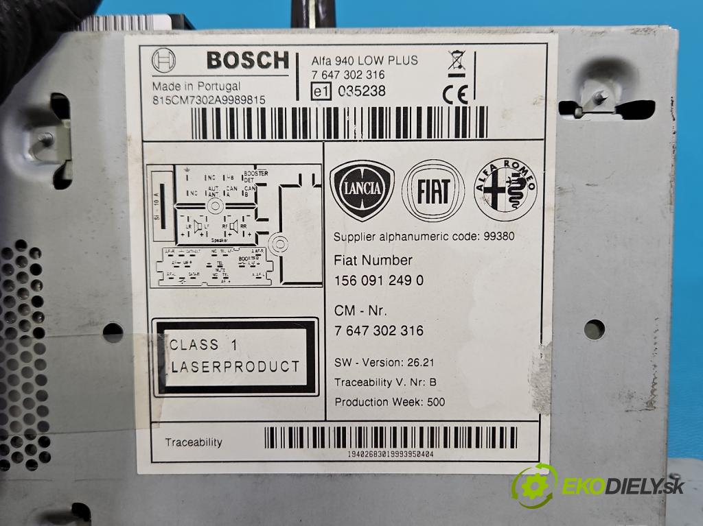 Alfa romeo Giulietta 1.6 jtd 105 HP manual 77 kW 1598 cm3 5- Radio originál 1560912490