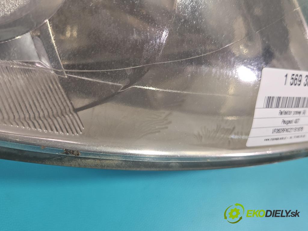 Peugeot 407 2.0 16V 136 HP manual 100 kW 1997 cm3 4- Reflektor: pravý 9641944180 (Svetlo predné pravé)