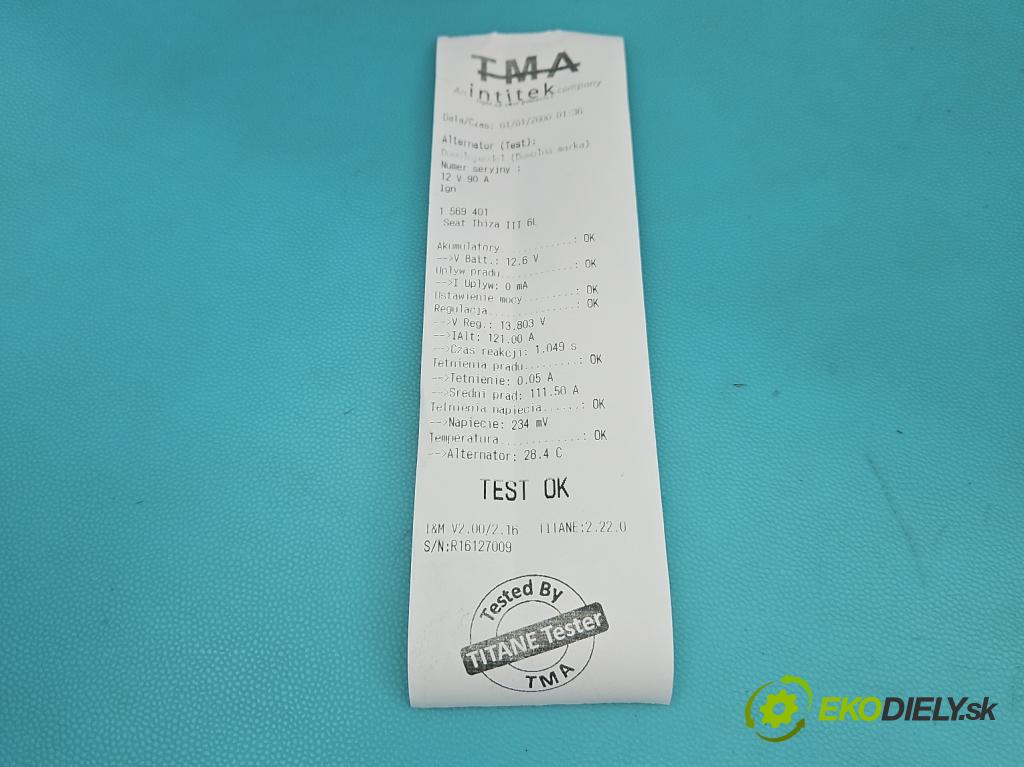 Seat Ibiza III 6L 2002-2008 1.4 16V 75 HP manual 55 kW 1390 cm3 3- Alternator 0124325013 (Alternátor)