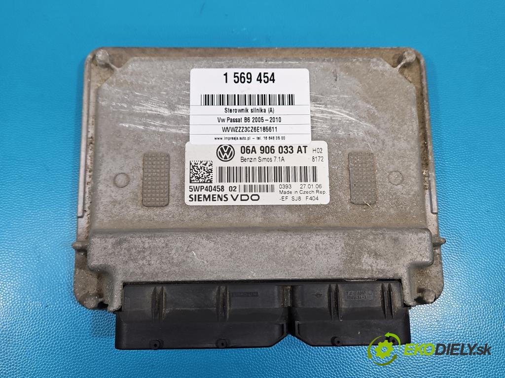 Vw Passat B6 2005-2010 1.6 8V 102 HP manual 75 kW 1595 cm3 5- riadiaca jednotka motora 06A906033AT